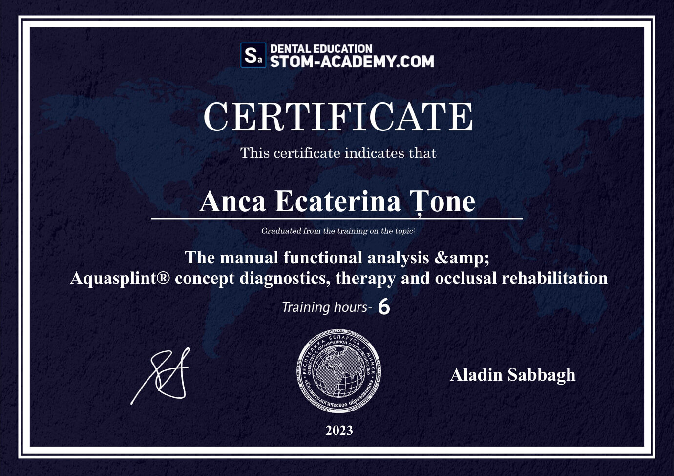 Certificate - The manual functional analysis and amp