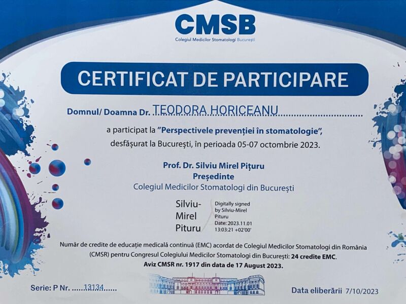 Certificate - Advanced concepts of digital dentistry based on DSD